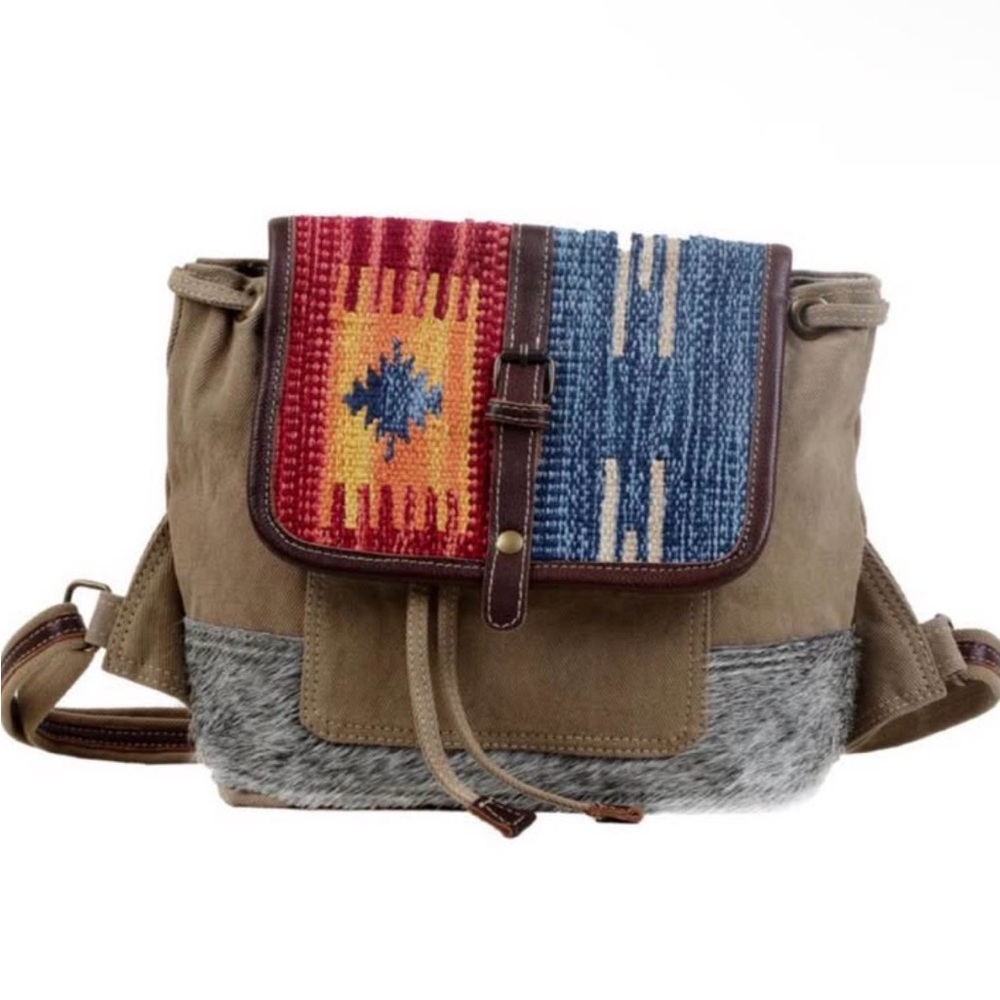 Myra Bag Amber & Azure Cotton Rug & Canvas Back Pack